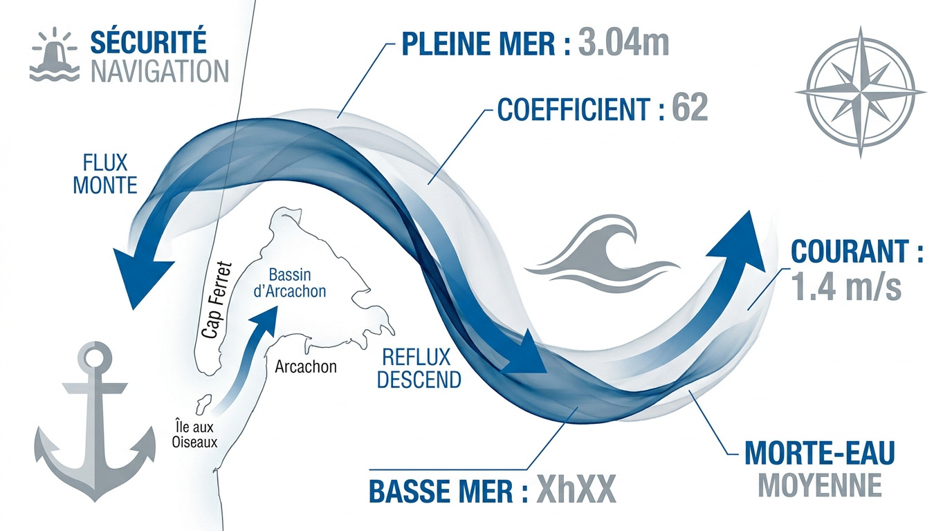 Infographie marées et courants Cap Ferret