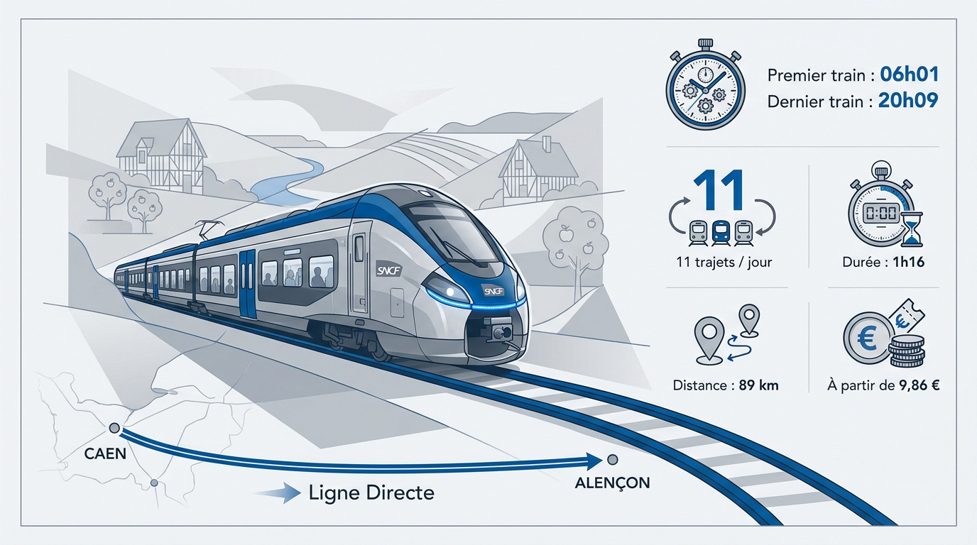 Horaires et durées des trains Caen Alençon