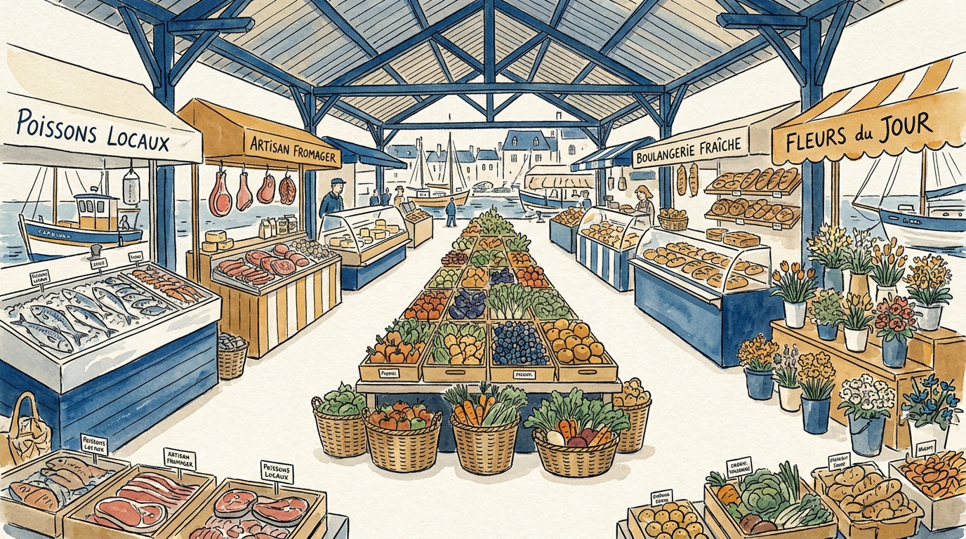 Marché animé à Concarneau