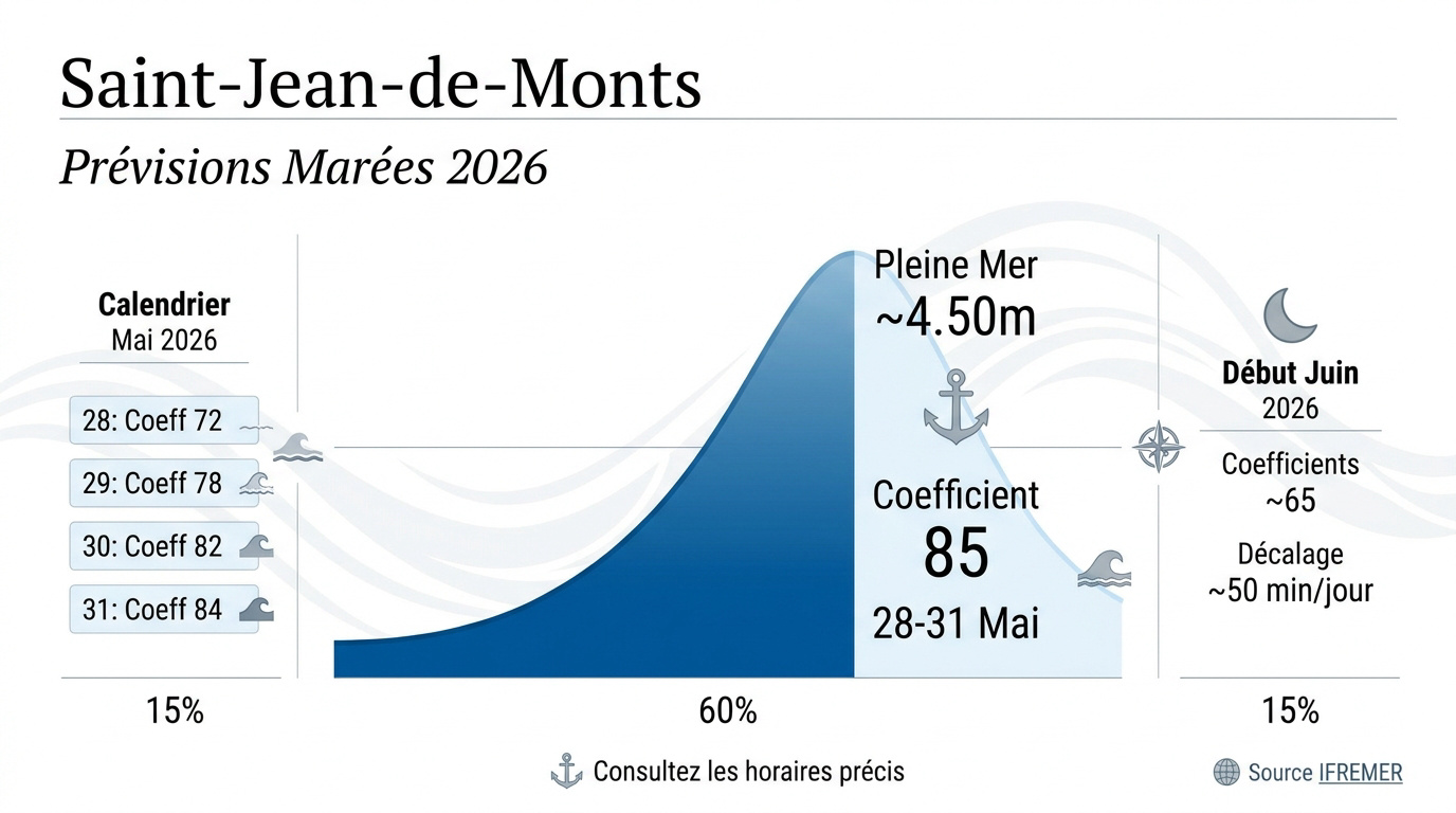 Prévisions des marées 2026 à Saint-Jean-de-Monts