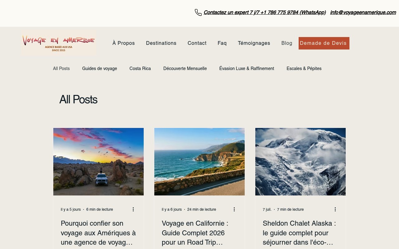 Apercu du site Voyage en Amérique