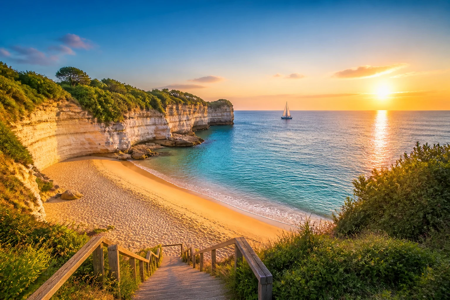 Plage des nonnes au coucher du soleil