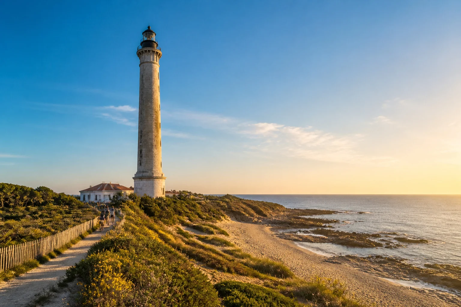 Phare des baleines ile de re au coucher du soleil