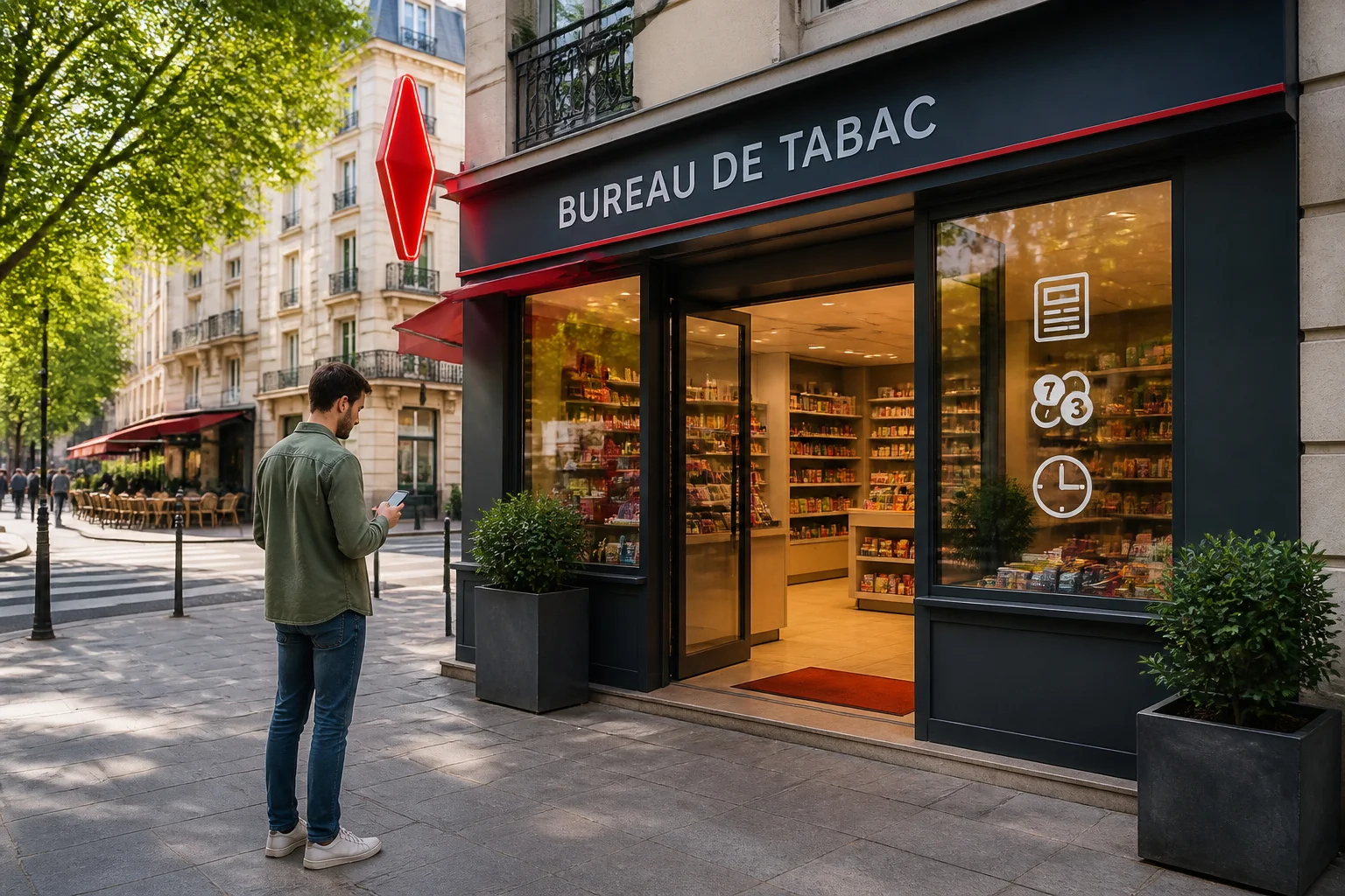 Bureau de tabac moderne en ville