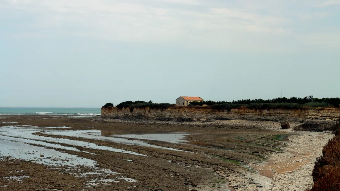 Estran découvert à marée basse sur la côte atlantique