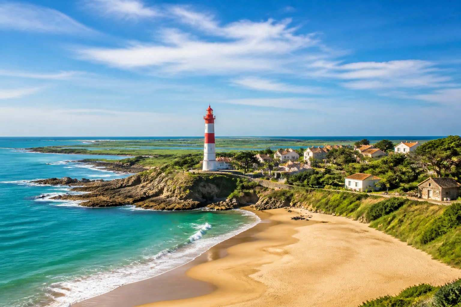 Phare de la vendee et son village cotier